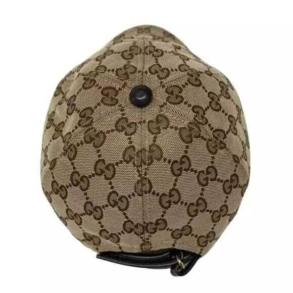 100% Authentic GUCCI Original GG Baseball Cap 200035 Beige Brown Multi Polyester - Picture 3 of 9